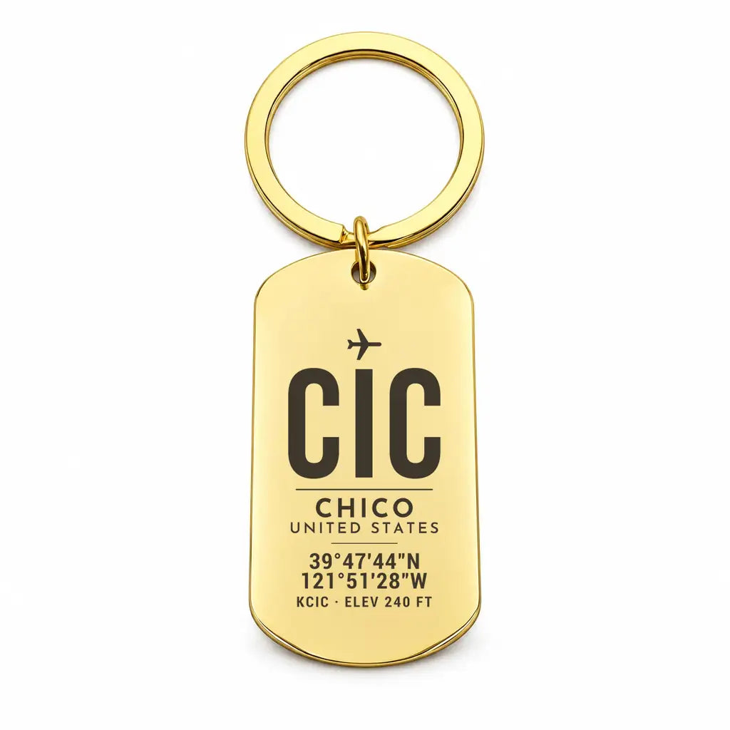 Chico Regional Airport CIC - Key Chain - Original Design - Gold