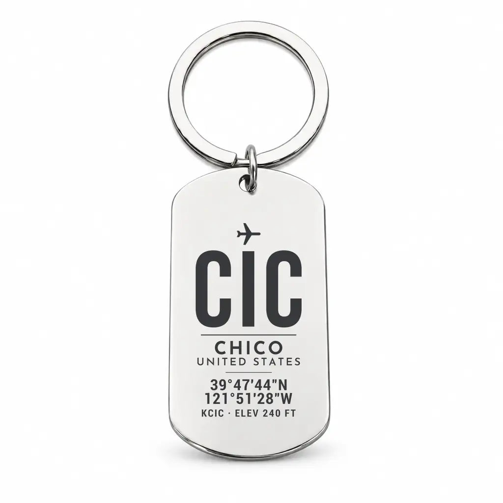 Chico Regional Airport CIC - Key Chain - Original Design - Silver