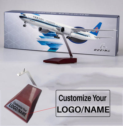Side view of China Southern Airlines Boeing 777 Airplane Model (1/157 Scale) aviation LED model airplane in diecast metal wit.