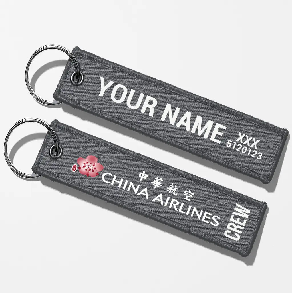 China Airlines Crew & Staff Tag Key Chains - Gray - Crew + Name