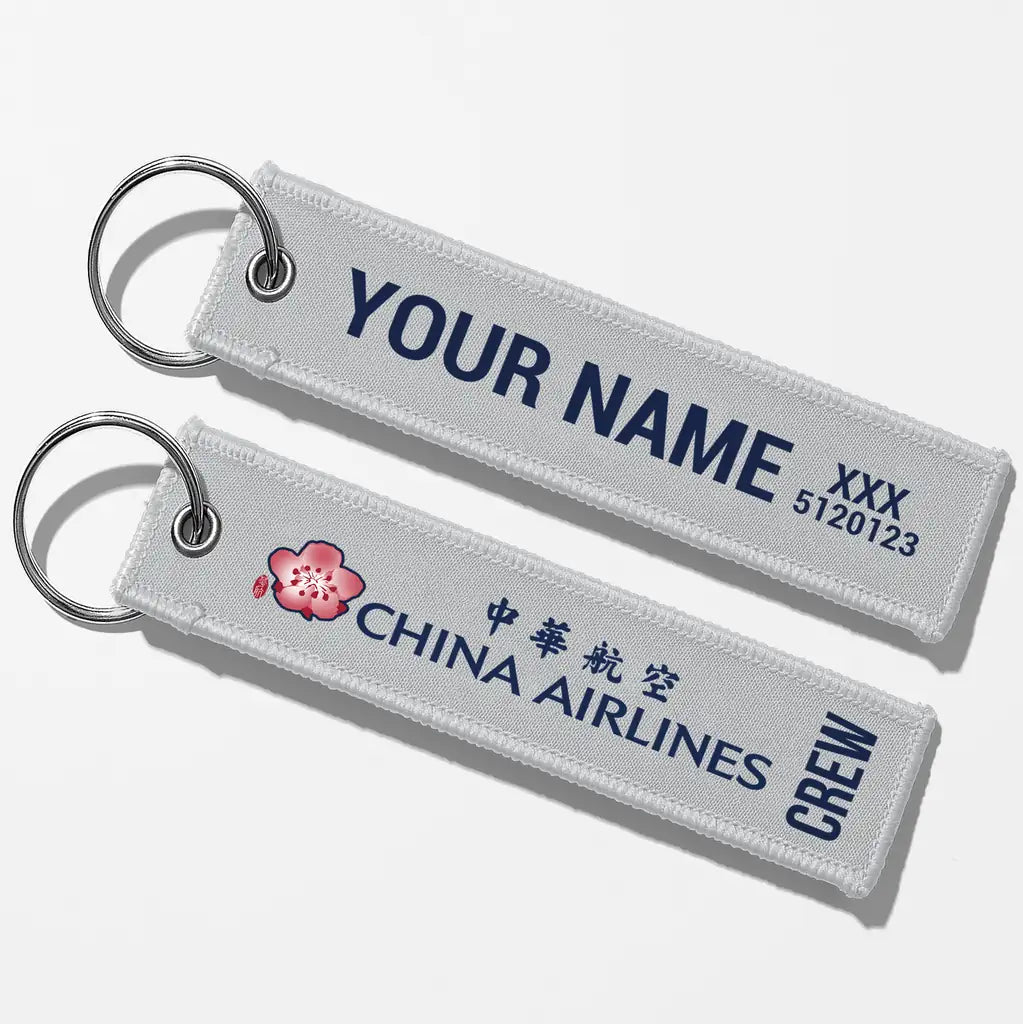 China Airlines Crew & Staff Tag Key Chains - Light Gray - Crew + Name