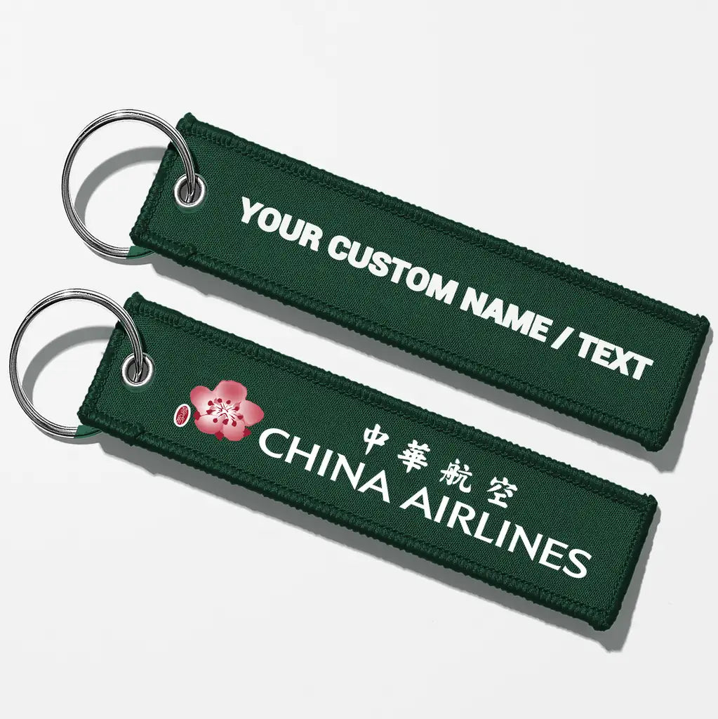 China Airlines Crew & Staff Tag Key Chains - Dark Green - Personalized
