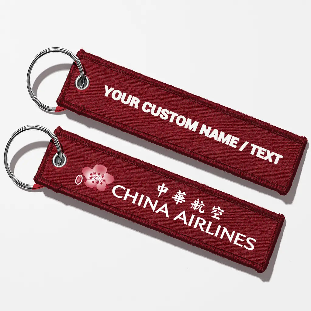 China Airlines Crew & Staff Tag Key Chains - Dark Red - Personalized