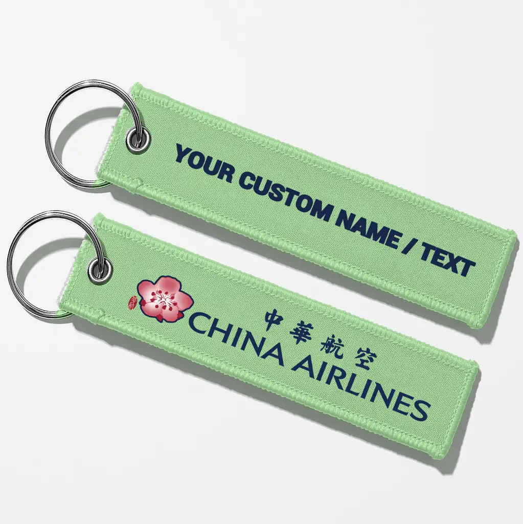 China Airlines Crew & Staff Tag Key Chains - Light Green - Personalized