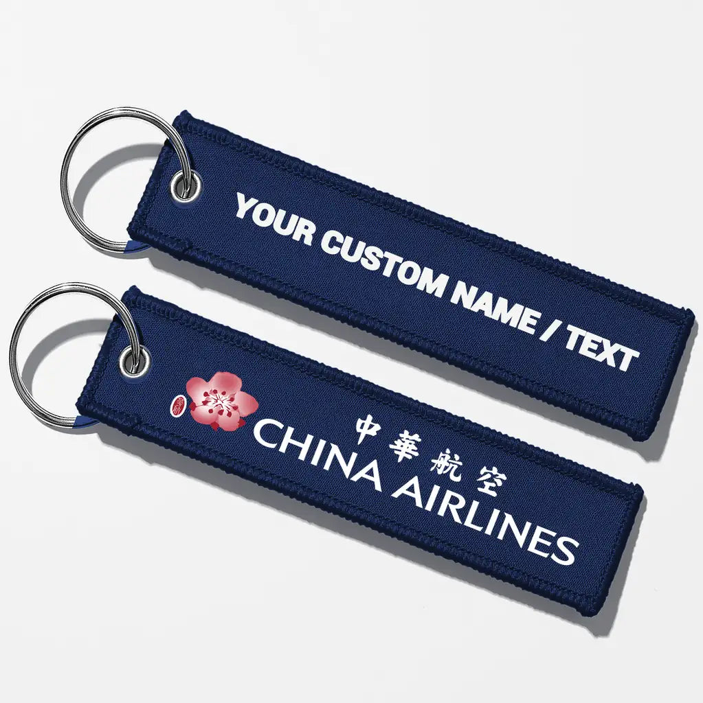 China Airlines Crew & Staff Tag Key Chains - Navy Blue - Personalized