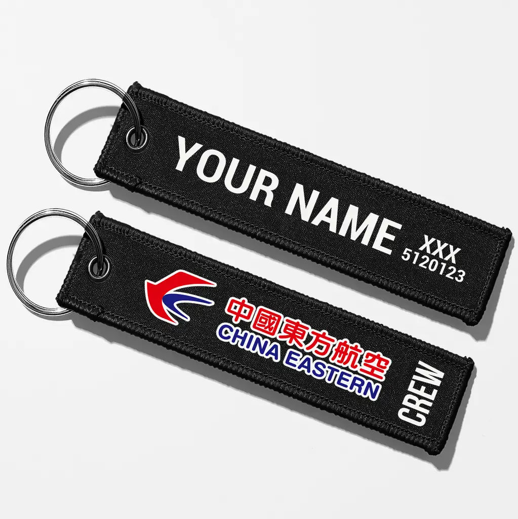 China Eastern Airlines Crew & Staff Tag Key Chains - Black - Crew + Name