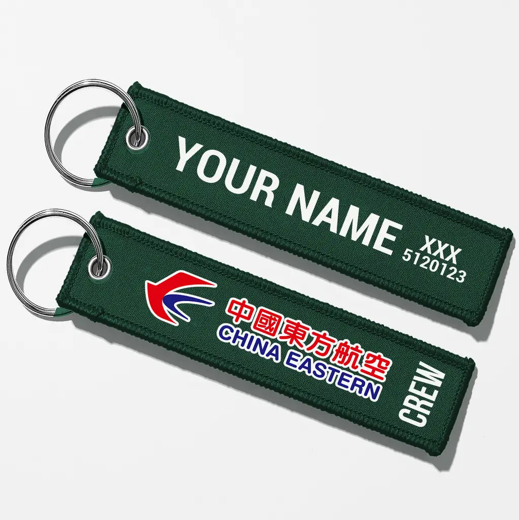 China Eastern Airlines Crew & Staff Tag Key Chains - Dark Green - Crew + Name
