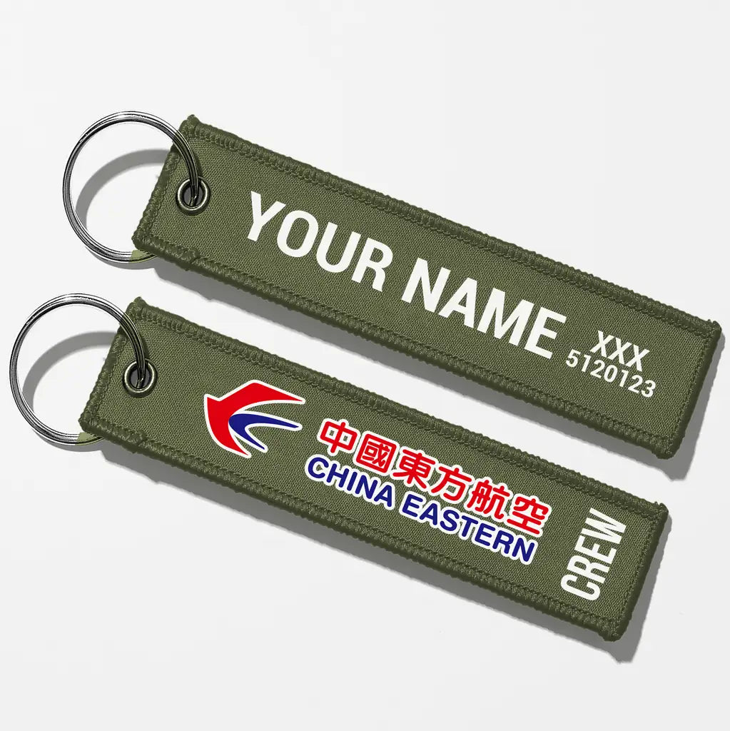 China Eastern Airlines Crew & Staff Tag Key Chains - Green Army - Crew + Name