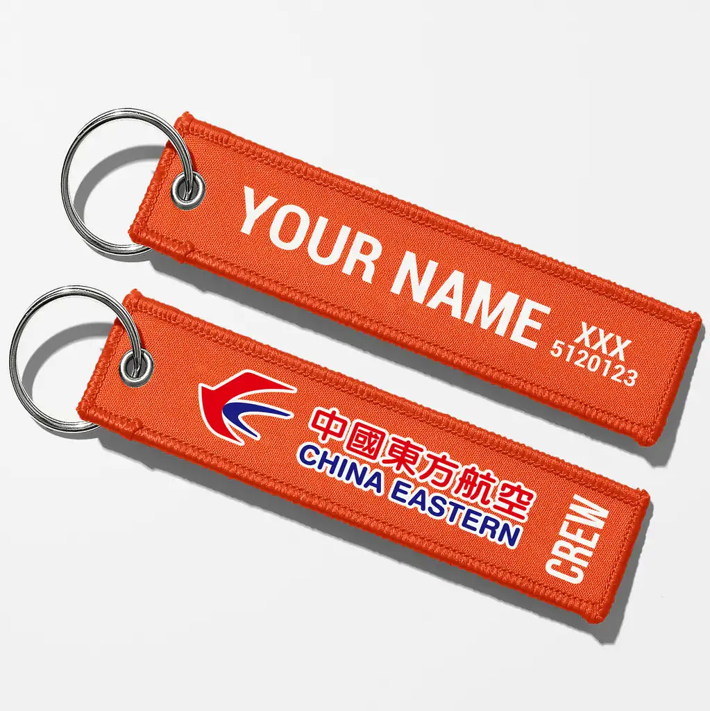 China Eastern Airlines Crew & Staff Tag Key Chains - Orange - Crew + Name