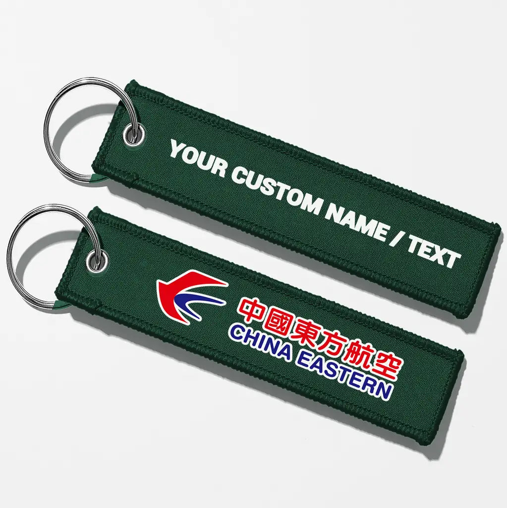 China Eastern Airlines Crew & Staff Tag Key Chains - Dark Green - Personalized
