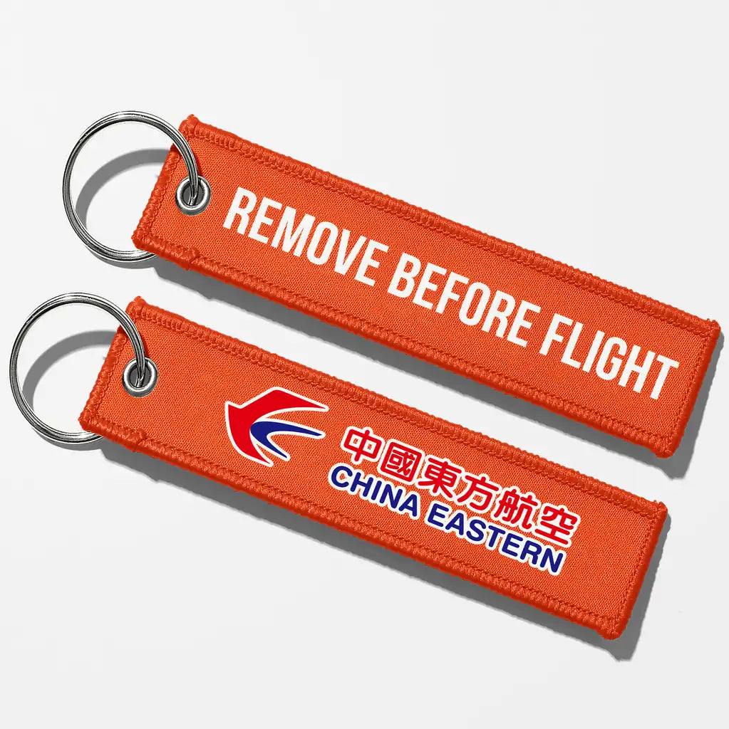China Eastern Airlines Crew & Staff Tag Key Chains - Orange - Remove Before Flight