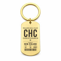 Thumbnail for Christchurch Airport CHC - Key Chain - Boarding Pass Style - Gold