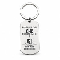 Thumbnail for Christchurch Airport CHC - Key Chain - Customizable Boarding Pass - Silver