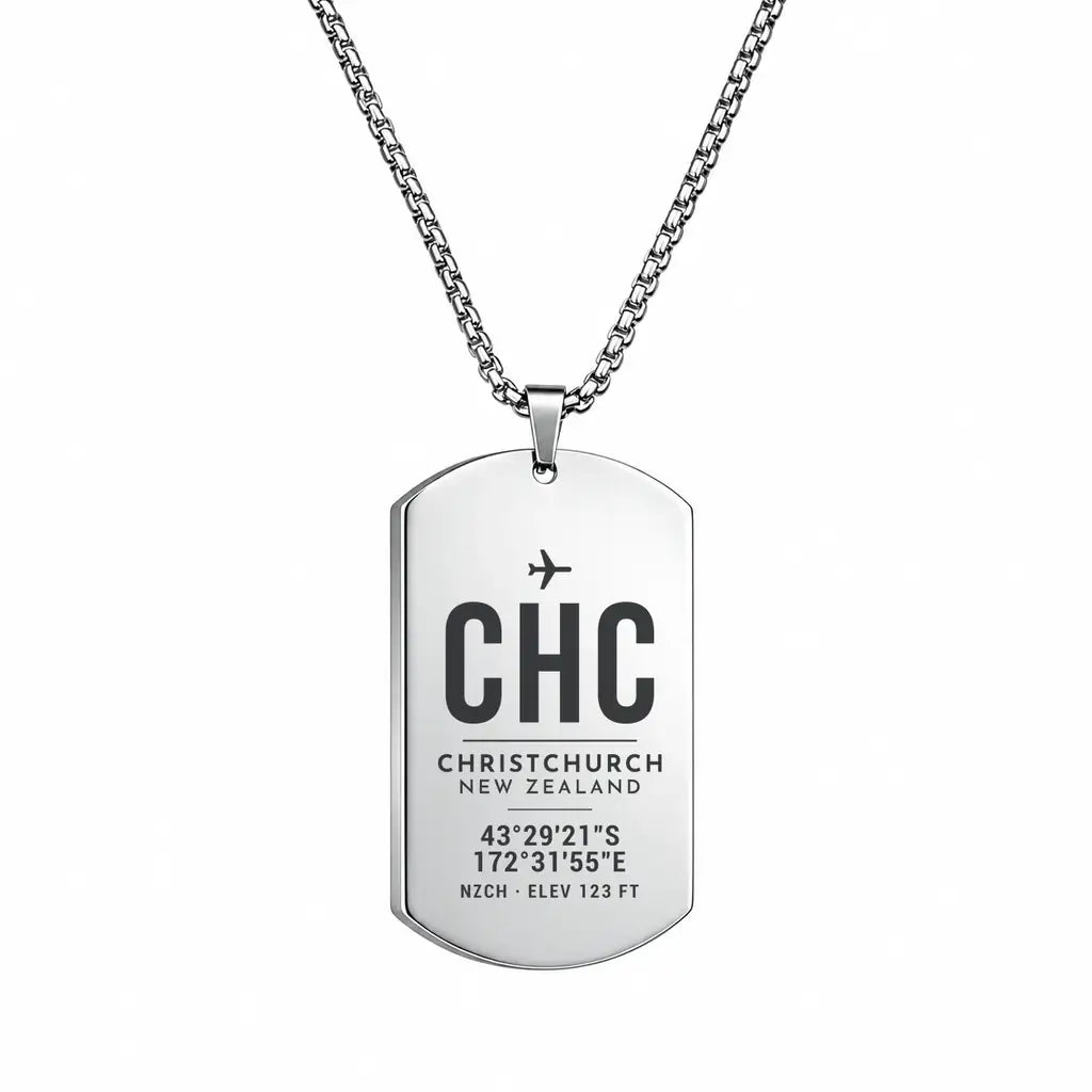 Christchurch Airport CHC - Necklace - Original Design - Silver