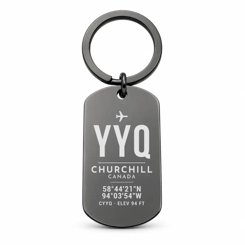 Churchill Airport YYQ - Key Chain - Original Design - Black