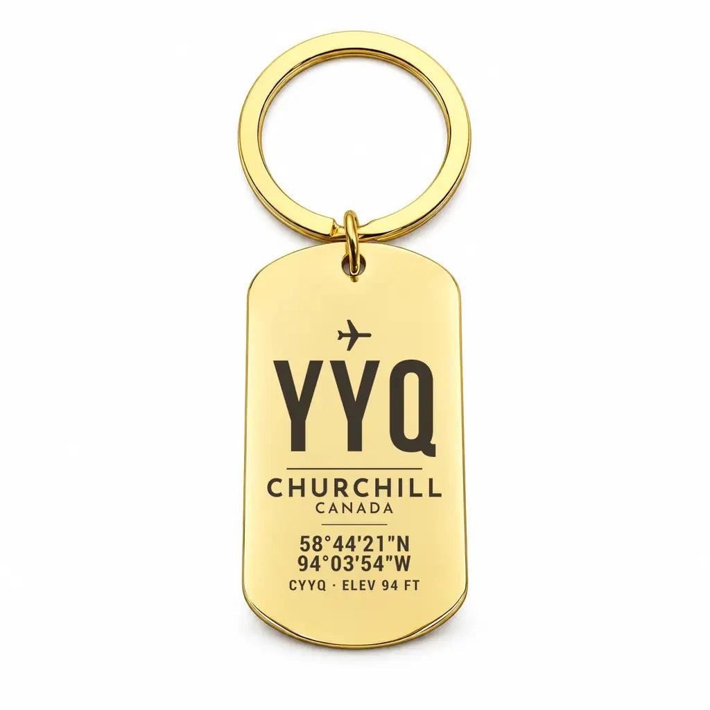 Churchill Airport YYQ - Key Chain - Original Design - Gold