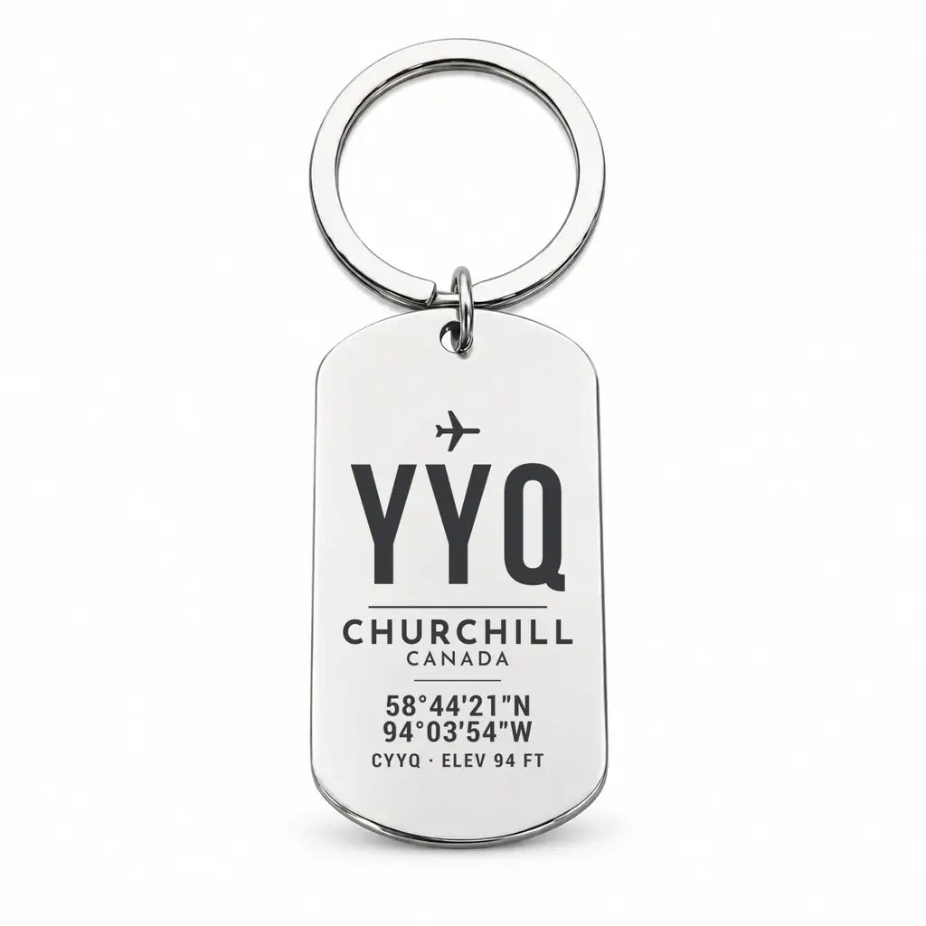 Churchill Airport YYQ - Key Chain - Original Design - Silver