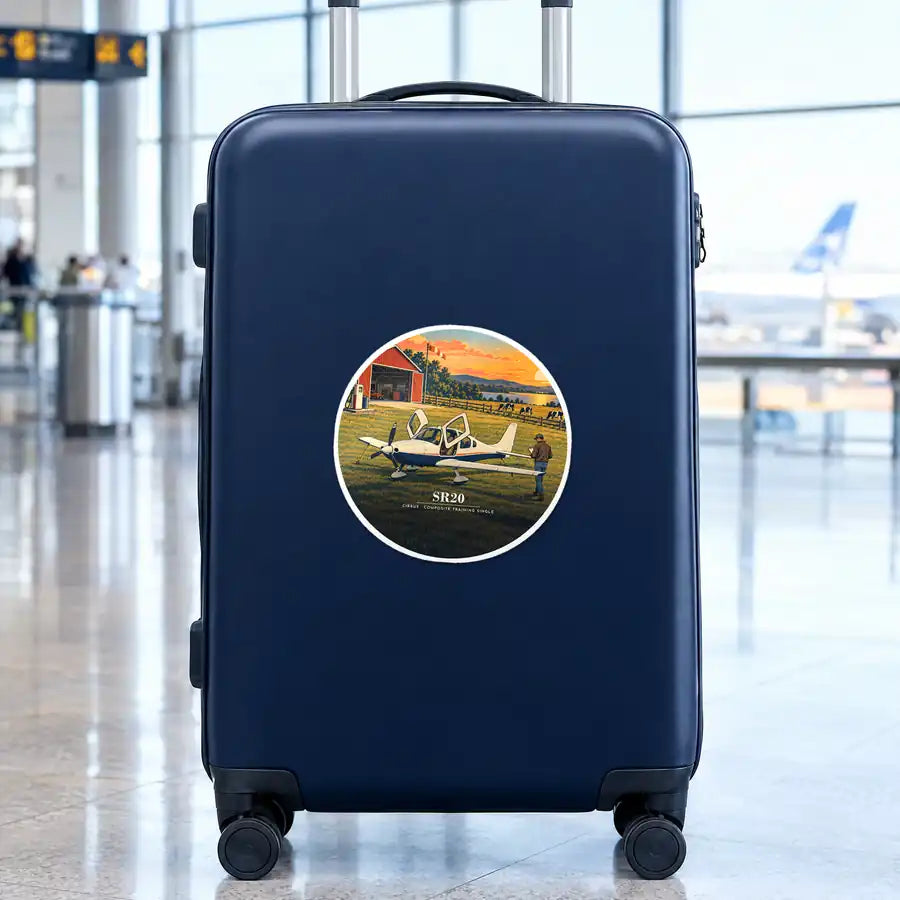 Cirrus SR20 - 3D - Circle Sticker - Suitcase