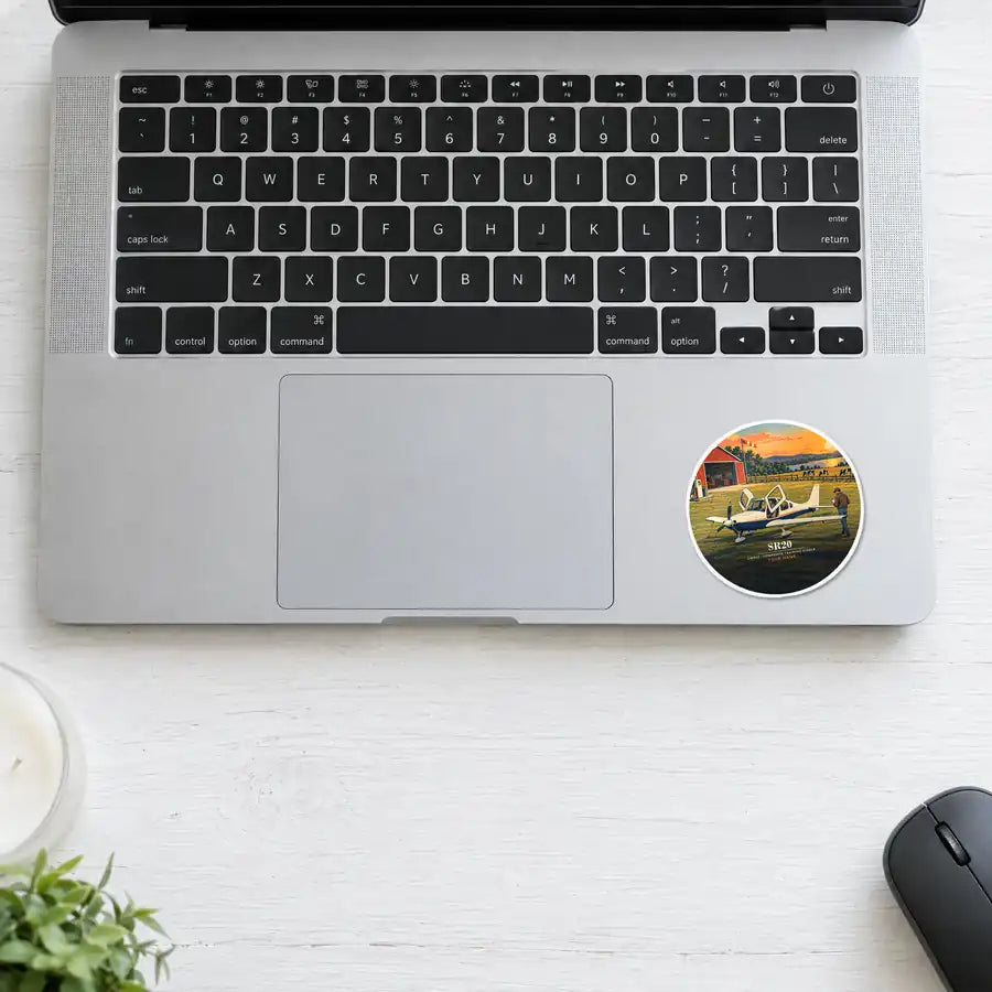 Cirrus SR20 - 3D + Name - Circle Sticker - Laptop
