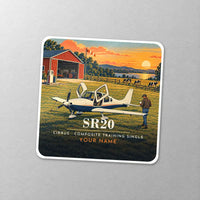 Thumbnail for Cirrus SR20 - 3D + Name - Square Sticker - Close-up