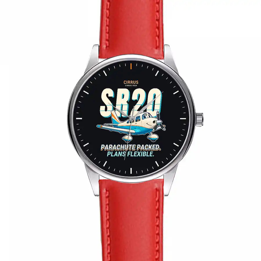 Cirrus SR20 - Cartoon - Leather Strap - Red Leather Strap