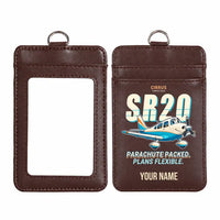 Thumbnail for Cirrus SR20 - Cartoon - ID Card Holder - Dark Brown + Name
