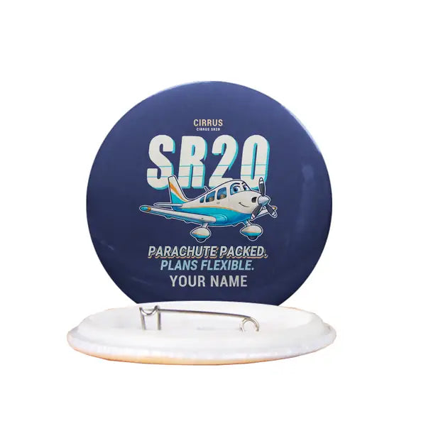 Cirrus SR20 - Cartoon + Name - Pin - Navy Blue