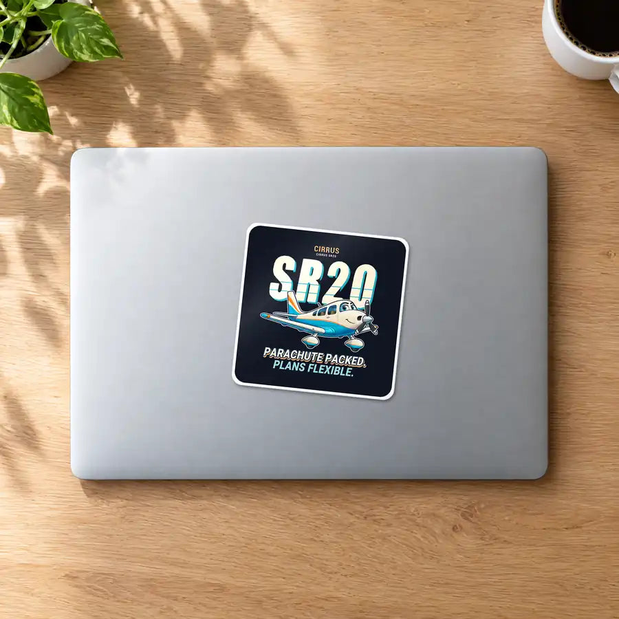 Cirrus SR20 - Cartoon - Square Sticker - MacBook