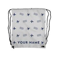 Thumbnail for Cirrus SR20 - Drawstring Bag - 3D Pattern + Name - Light Gray