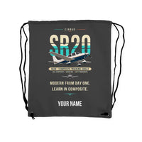 Thumbnail for Cirrus SR20 - Drawstring Bag - Original + Name - Gray