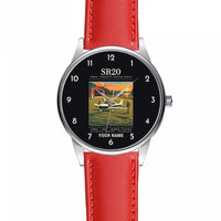 Thumbnail for Cirrus SR20 - Poster + Name - Leather Strap - Red Leather Strap