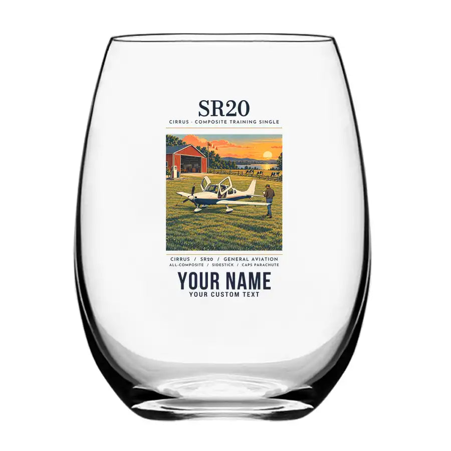 Cirrus SR20 - Poster + Name - Water & Drink Glass