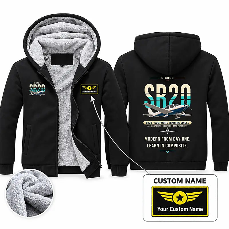 Cirrus SR20 Zipped Sweatshirts - Original + Name - Black
