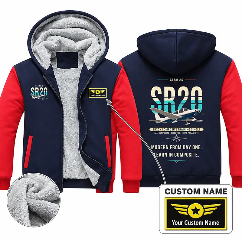 Cirrus SR20 Zipped Sweatshirts - Original + Name - Navy & Red