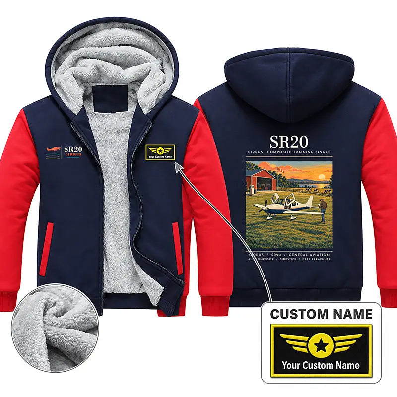 Cirrus SR20 Zipped Sweatshirts - Poster + Name - Navy & Red