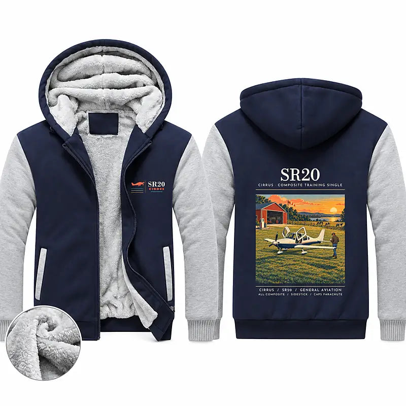 Cirrus SR20 Zipped Sweatshirts - Poster - Navy & Gray
