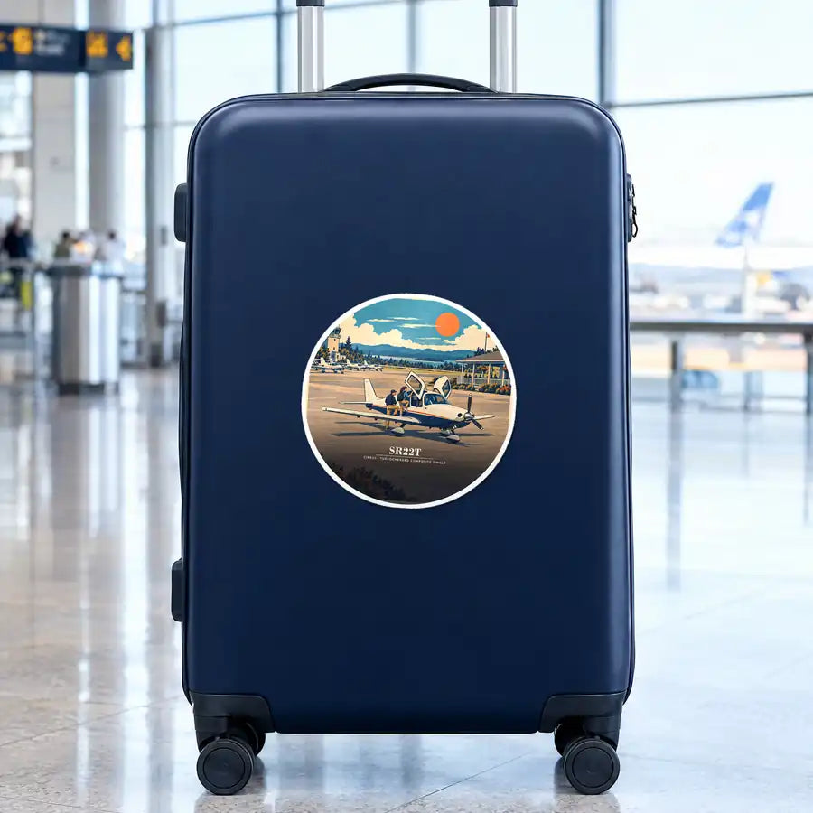 Cirrus SR22T - 3D - Circle Sticker - Suitcase