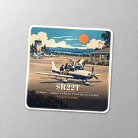 Thumbnail for Cirrus SR22T - 3D + Name - Square Sticker - Close-up