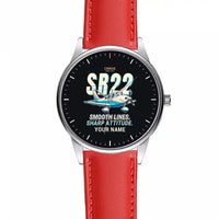 Thumbnail for Cirrus SR22T - Cartoon + Name - Leather Strap - Red Leather Strap