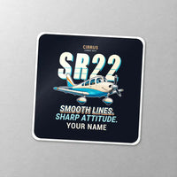Thumbnail for Cirrus SR22T - Cartoon + Name - Square Sticker - Close-up