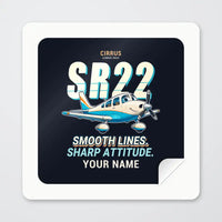 Thumbnail for Cirrus SR22T - Cartoon + Name - Square Sticker - Peel