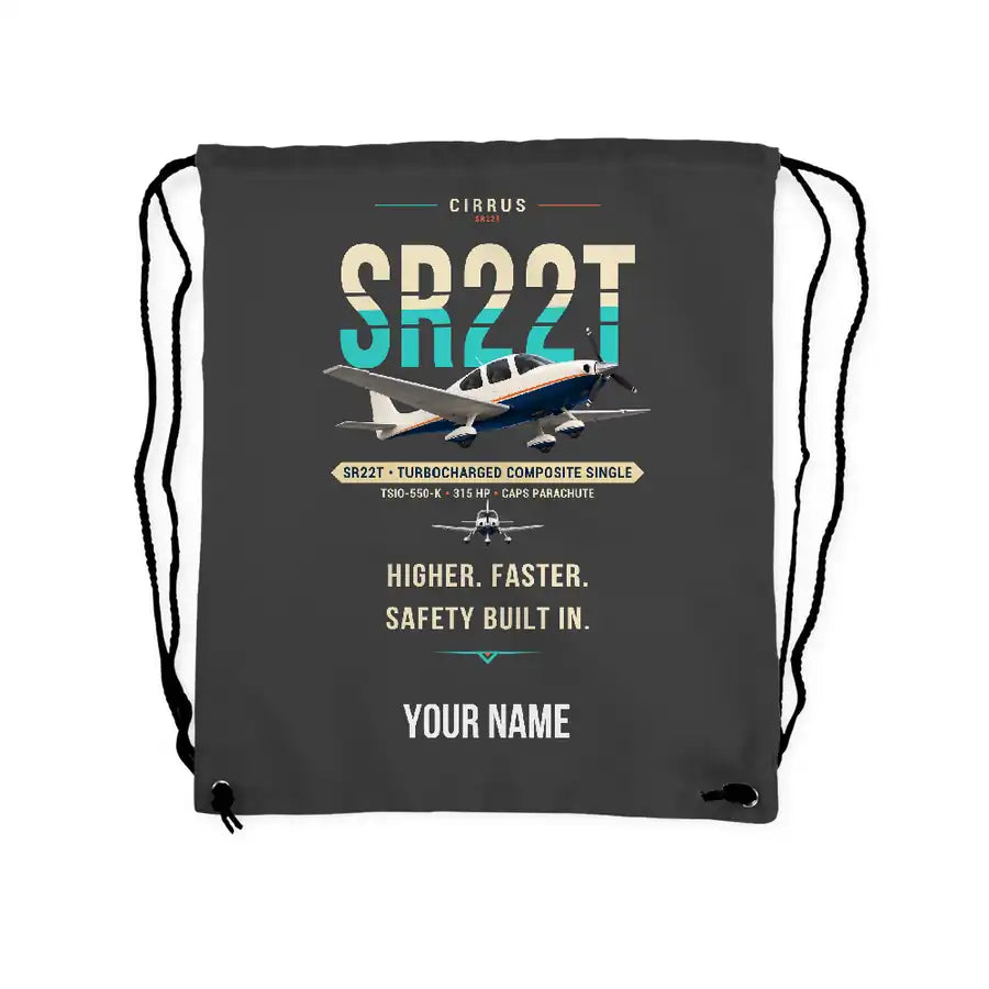 Cirrus SR22T - Drawstring Bag - Original + Name - Gray