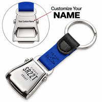 Thumbnail for Cirrus SR22T - Seat Belt Key Chain - Tag + Name - Blue