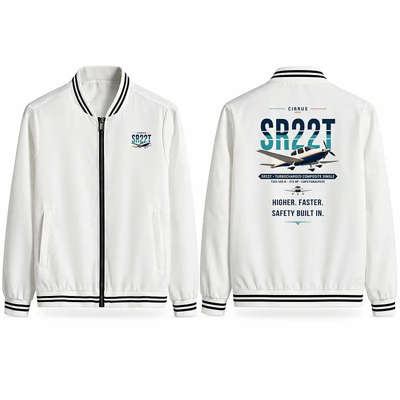 Cirrus SR22T Stylish Jackets - Baseball Collar - Original - White