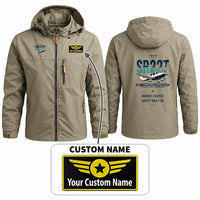 Thumbnail for Cirrus SR22T Stylish Jackets - Hooded Windbreaker - Original + Name - Khaki