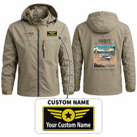 Thumbnail for Cirrus SR22T Stylish Jackets - Hooded Windbreaker - Poster + Name - Khaki