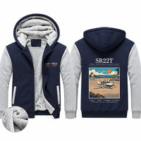Thumbnail for Cirrus SR22T Zipped Sweatshirts - Poster - Navy & Gray