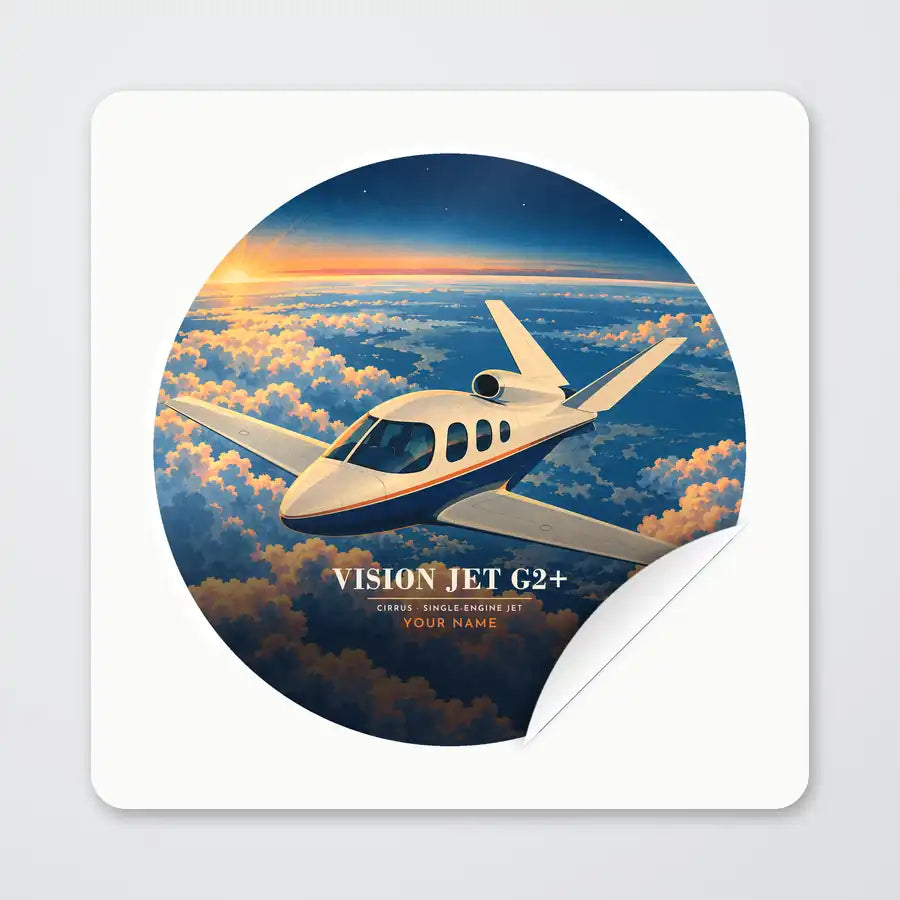 Cirrus Vision Jet G2+ - 3D + Name - Circle Sticker - Peel