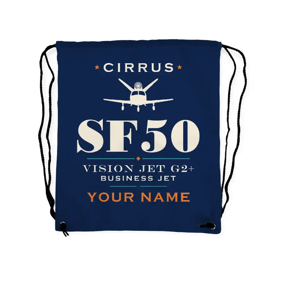 Cirrus Vision Jet G2+ - Drawstring Bag - Heritage + Name - Dark Blue