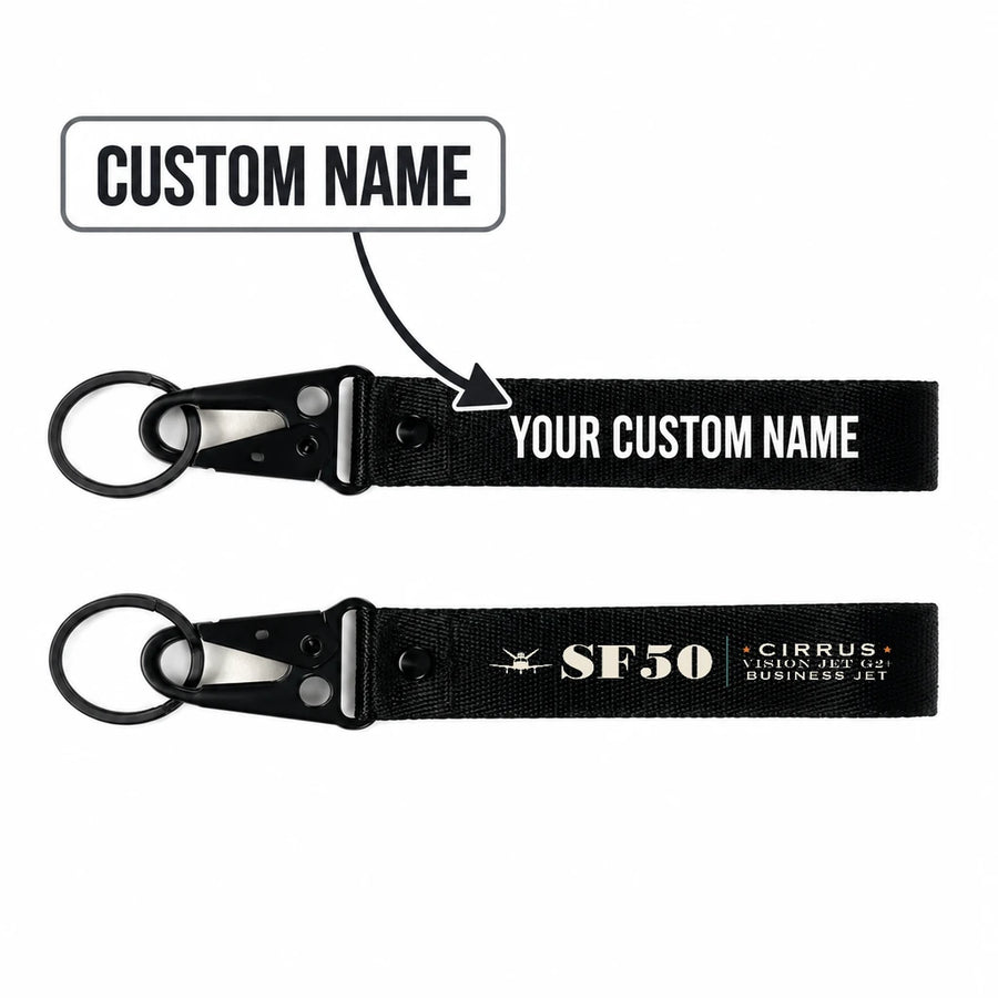 Cirrus Vision Jet G2+ Hawk-Shaped Key Chains - Black - Heritage - Personalized